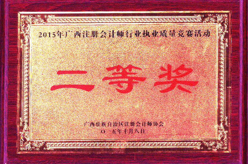 2015年執(zhí)業(yè)質(zhì)量二等獎(jiǎng)